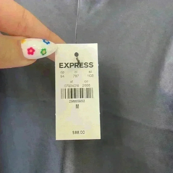 Express Charcoal Gray Satin Cowl Neck Front Side Slit Sleeveless Midi Slip Dress - Picture 10 of 12